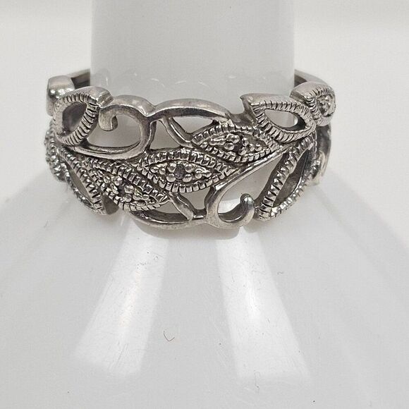 RJ Graziano Avon Ring Genuine Diamond Chip Sterling Silver Filigree Scroll 7 - Picture 1 of 14